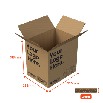 Single Wall Packing Box Brown - SW5 - 330 x 255 x 318mm - Custom Print - 1 Sided (Pack of 25) - Boxes 24
