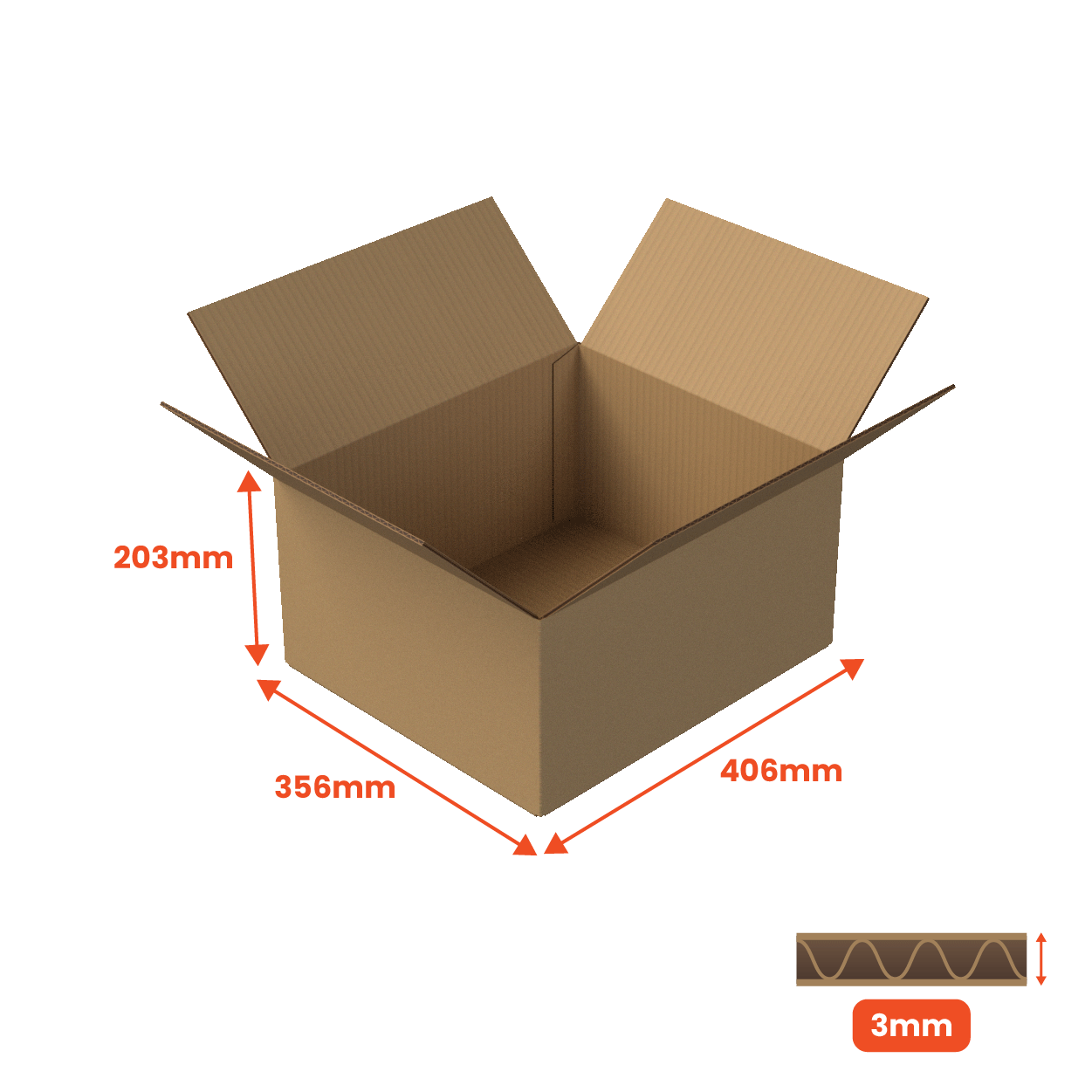 Single Wall Packing Box Brown - SW6 - 406 x 356 x 203mm (Pack of 25) - Boxes 24