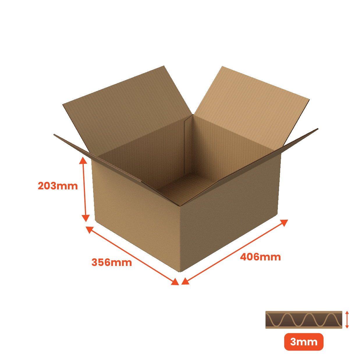 Boxes 24 Packing Boxes Single Wall Packing Box Brown - SW6 - 406 x 356 x 203mm (Pack of 25)