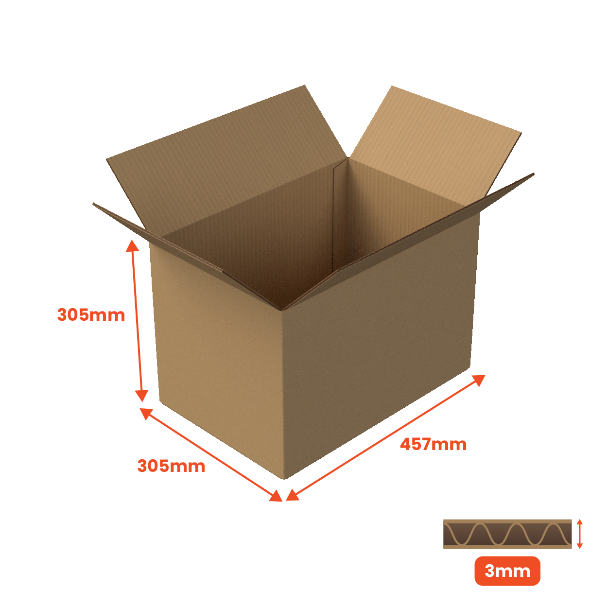 Boxes 24 Packing Boxes Single Wall Packing Box Brown - SW7 - 457 x 305 x 305mm (Pack of 25)