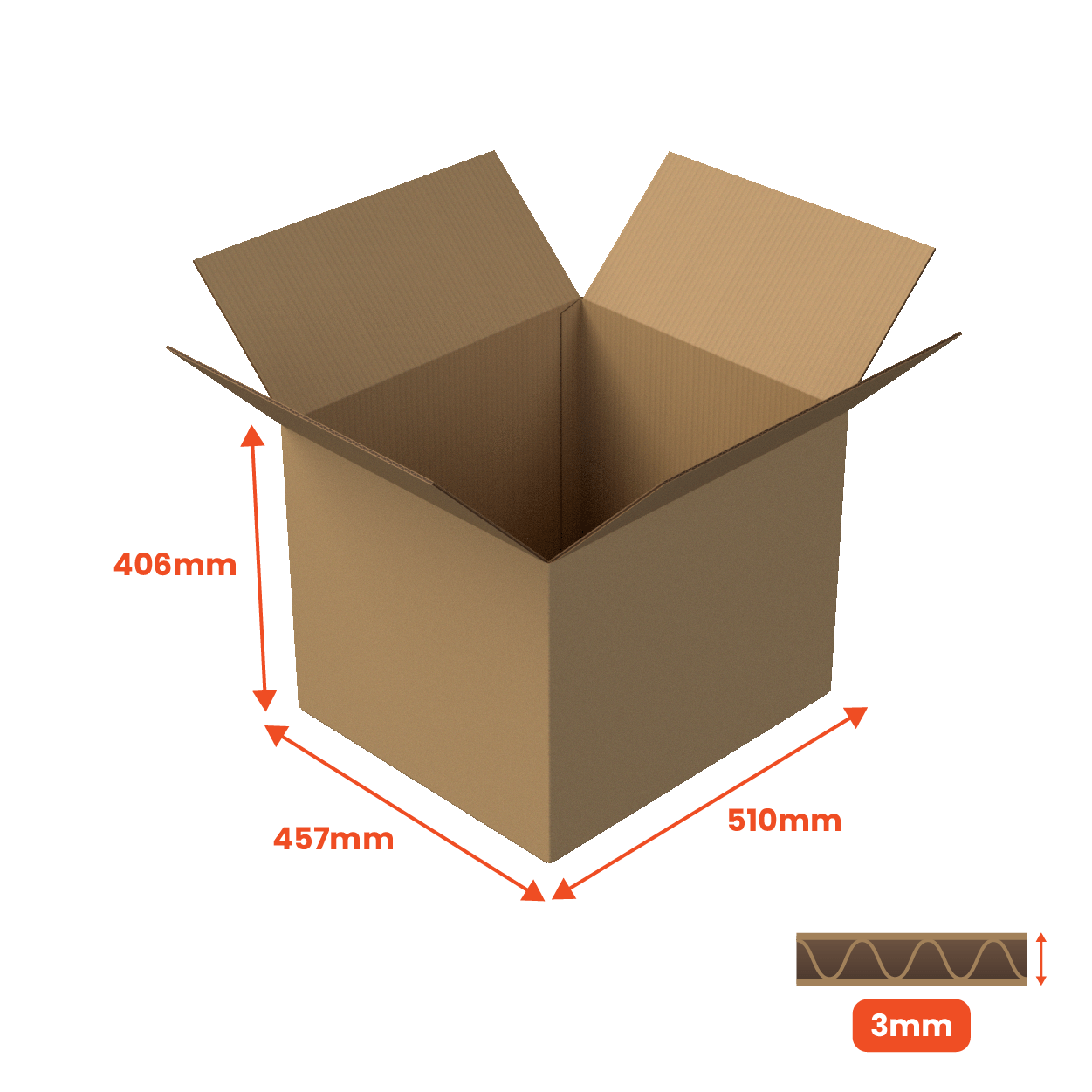 Boxes 24 Packing Boxes Single Wall Packing Box Brown - SW8 - 510 x 457 x 406mm (Pack of 25)