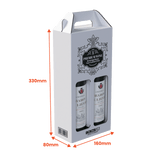 2 Bottle (750ml) Wine Carry Pack - White - 160 x 80 x 330mm - Custom Print - 1 Sided (Pack of 25) - Boxes 24