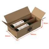 2 Bottle (750ml) Wine Shipper - Brown - 300 x 153 x 75mm - Custom Print - 1 Sided (Pack of 10) - Boxes 24