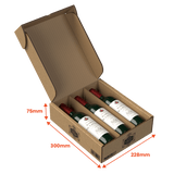 3 Bottle (750ml) Wine Lay Flat Box - Brown - 300 x 228 x 75mm - Custom Print - 1 Sided (Pack of 25) - Boxes 24