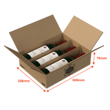 3 Bottle (750ml) Wine Shipper - Brown - 300 x 228 x 75mm - Custom Print - 1 Sided (Pack of 10) - Boxes 24