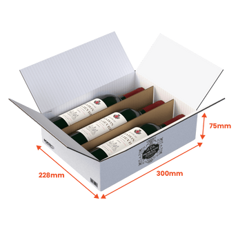 3 Bottle (750ml) Wine Shipper - White - 300 x 228 x 75mm - Custom Print - 1 Sided (Pack of 10) - Boxes 24