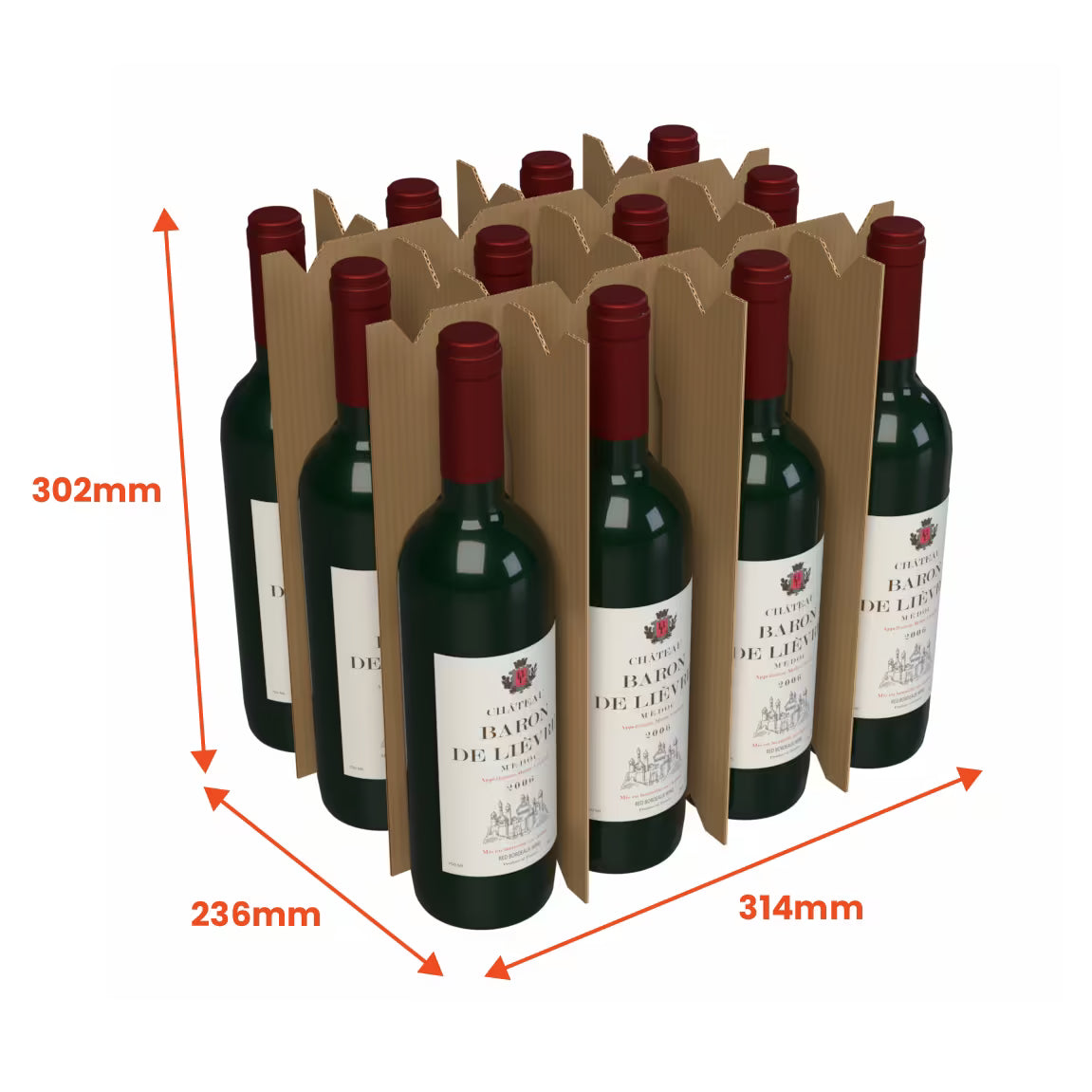 12 Cell 750ml Wine Bottle Partition (Pack of 50)