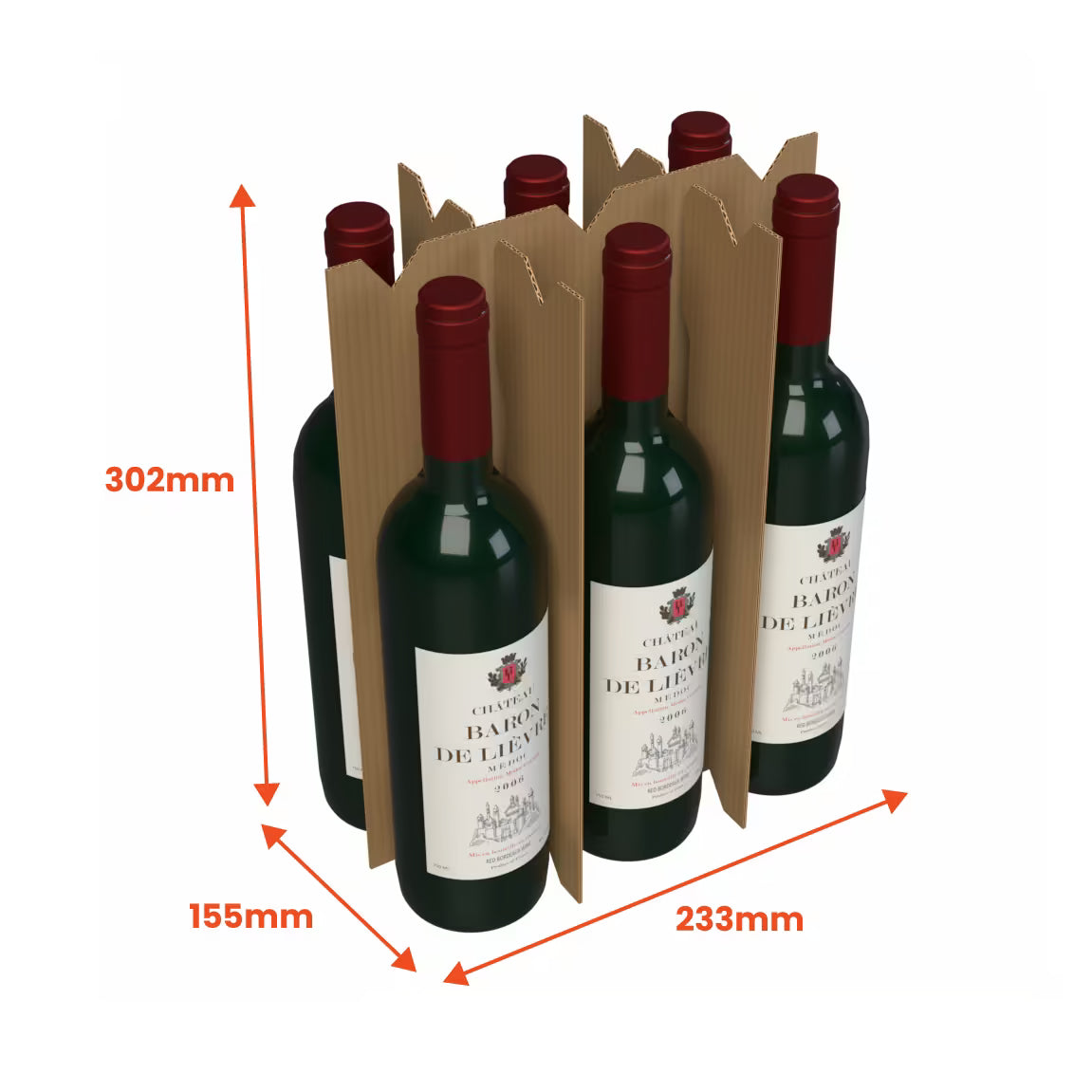6 Cell 750ml Wine Bottle Partition (Pack of 50)