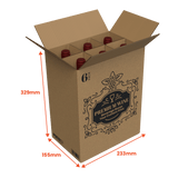 6 Bottle Generic Box - Brown - 233 x 155 x 329mm - Custom Print - 1 Sided (Pack of 25) - Boxes 24