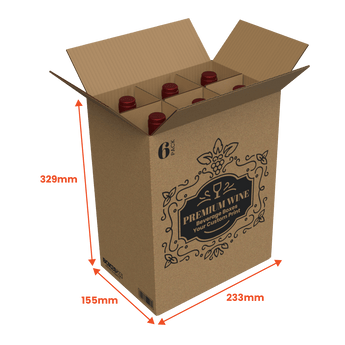 6 Bottle Generic Box - Brown - 233 x 155 x 329mm - Custom Print - 1 Sided (Pack of 25) - Boxes 24