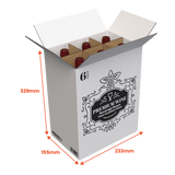 6 Bottle Generic Box - White - 233 x 155 x 329mm - Custom Print - 1 Sided (Pack of 25) - Boxes 24