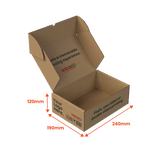 Medium Mailing Box - Custom Print 2 Sided - Brown - 240 x 190 x 120mm (Pack of 25) - Boxes 24