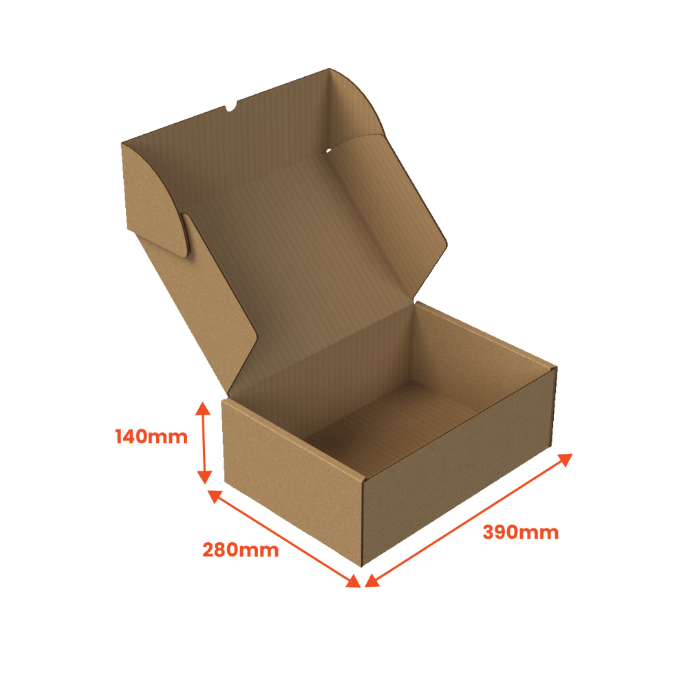 Large Mailing Box - Brown - 390 x 280 x 140mm (Pack of 25) - Boxes 24