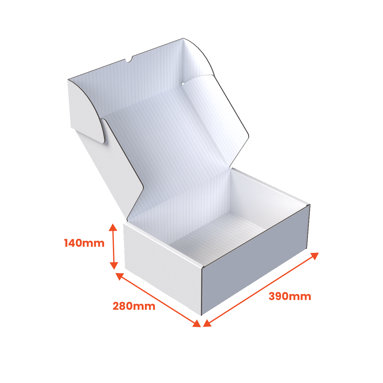 Large Mailing Box - White - 390 x 280 x 140mm (Pack of 25) - Boxes 24