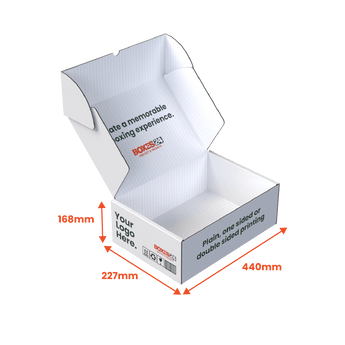 Extra Large Mailing Box - Custom Print 2 Sided - White - 440 x 227 x 168mm (Pack of 25) - Boxes 24