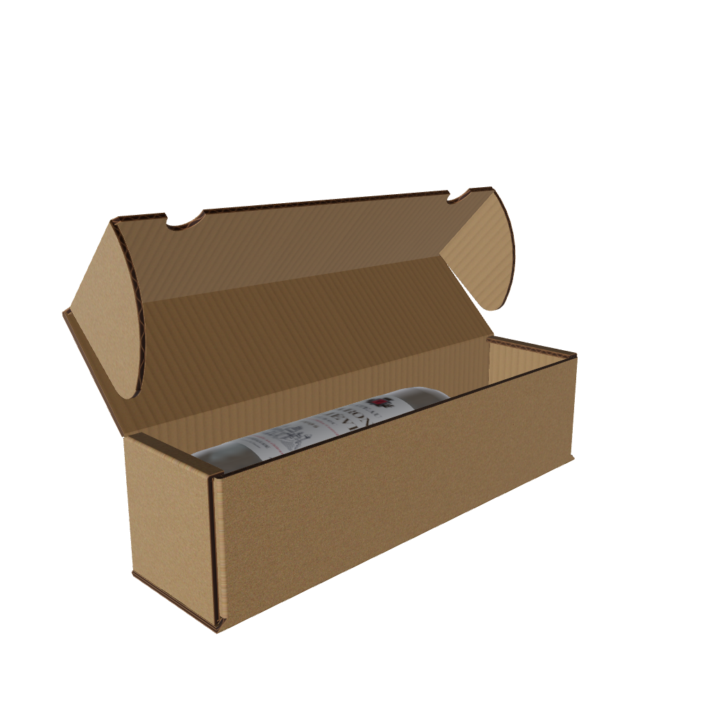 1 Bottle Wine (750ml) Lay Flat Box - Brown - 300 x 75 x 75mm (Pack of 25)