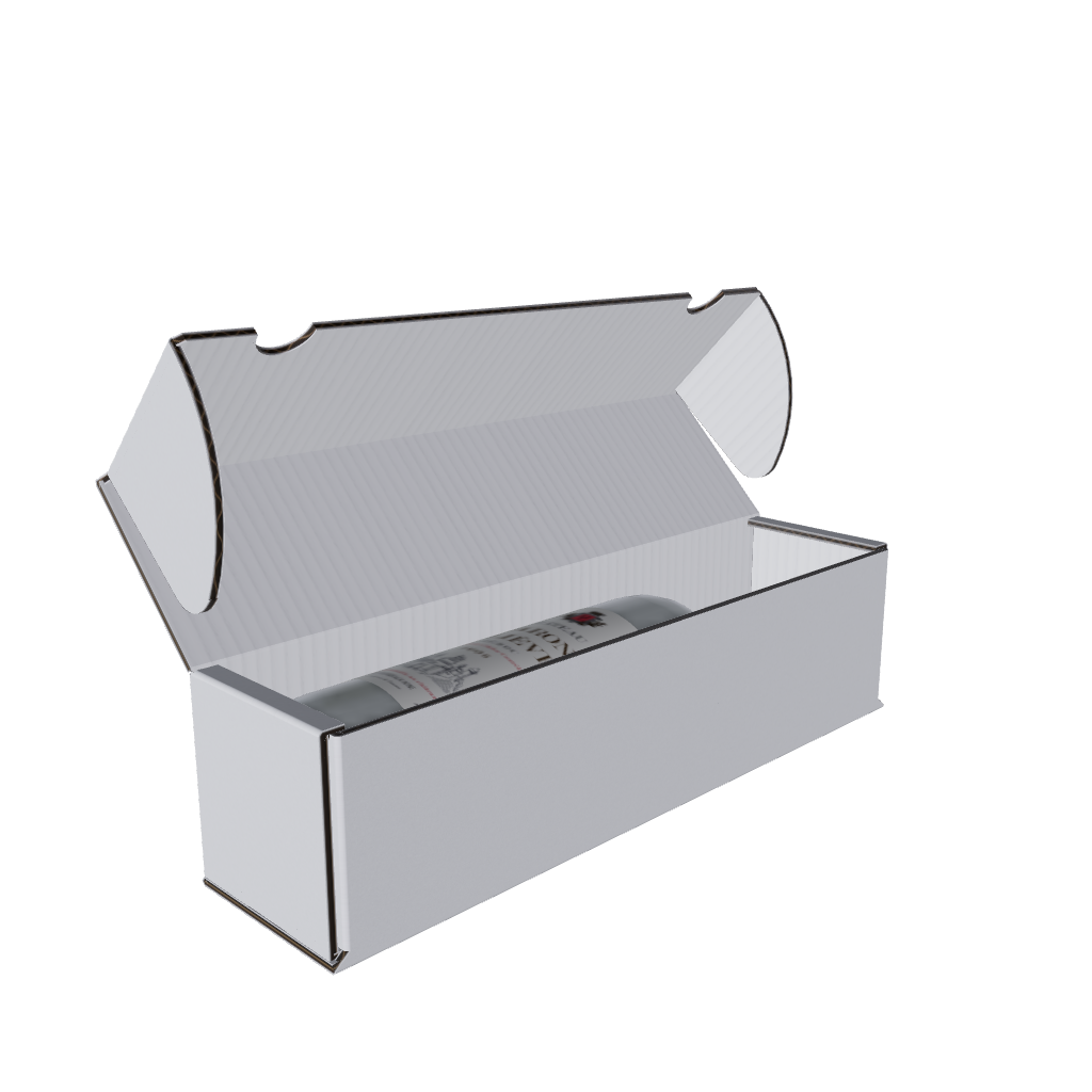 1 Bottle Wine (750ml) Lay Flat Box - White - 300 x 75 x 75mm (Pack of 25)