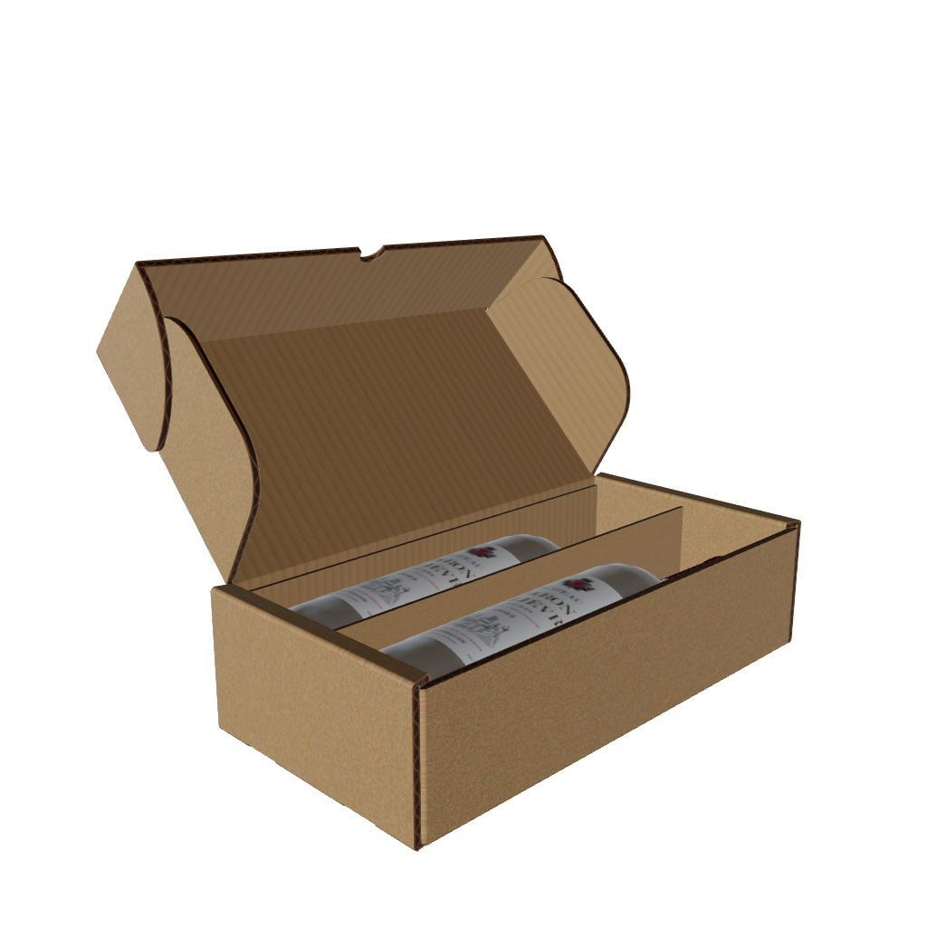 2 Bottle (750ml) Wine Lay Flat Box - Brown - 300 x 153 x 75mm (Pack of 25)