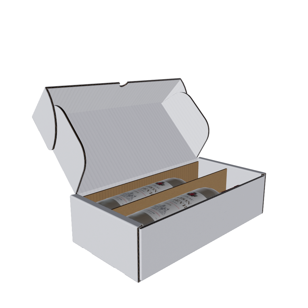 2 Bottle (750ml) Wine Lay Flat Box - White - 300 x 153 x 75mm (Pack of 25)