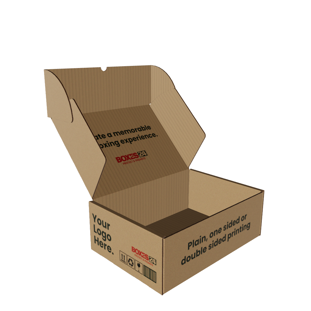 Lare Mailing Box Open Brown DoubleSidedPrint 3d Model