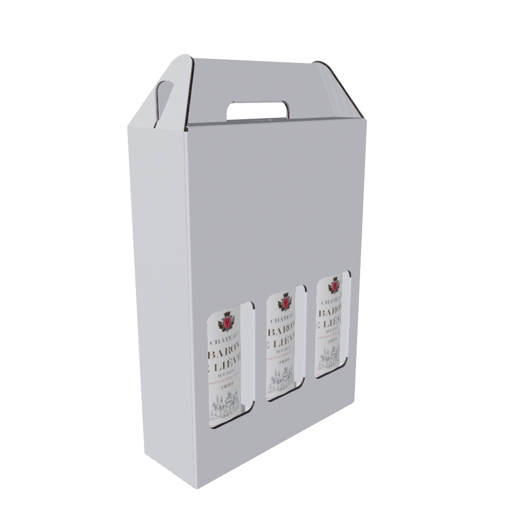 3 Bottle (750ml) Wine Carry Pack - White - 240 x 80 x 330mm (Pack of 25)